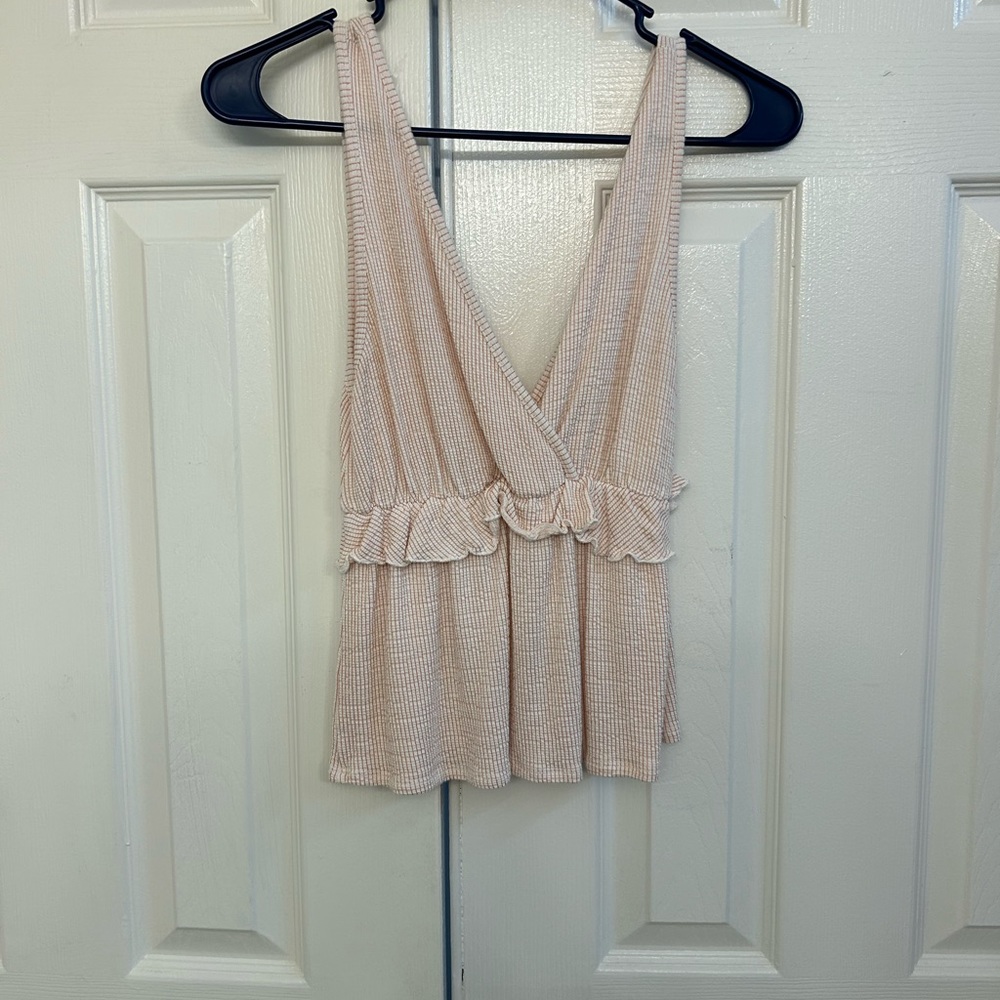 Pink and white striped tank top